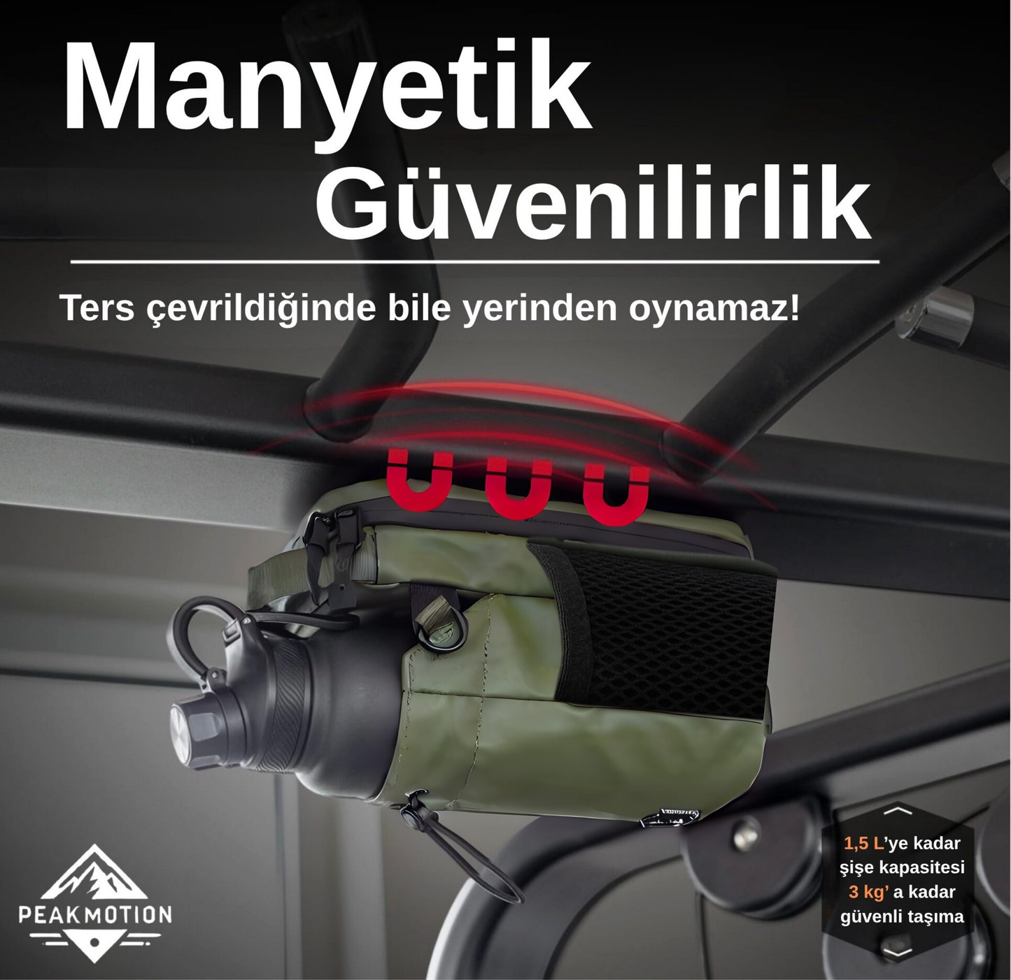 PeakMotion Manyetik Spor Çanta ( Haki )