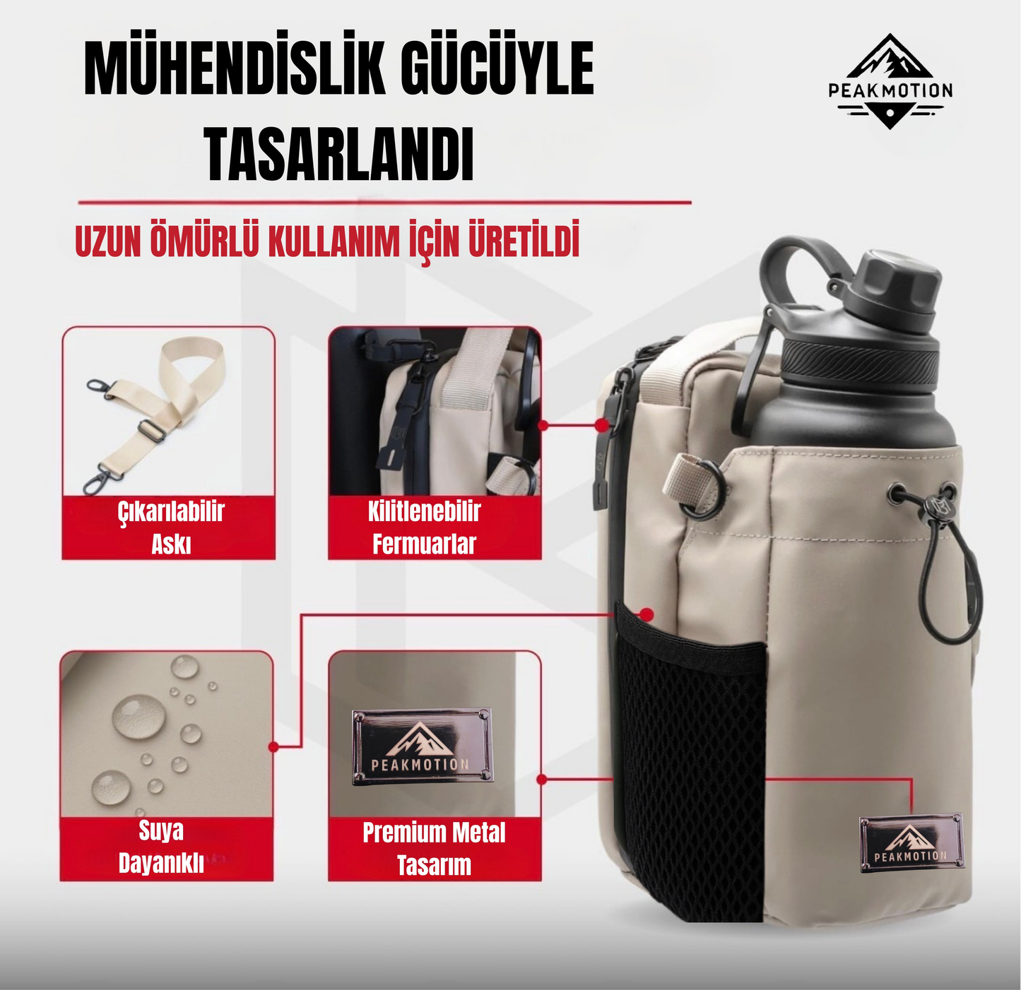 PeakMotion Manyetik Spor Çanta ( Bej )