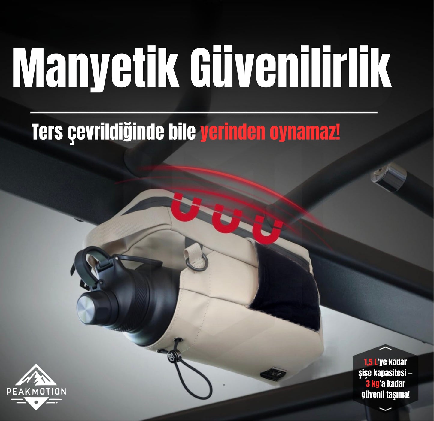 PeakMotion Manyetik Spor Çanta ( Bej )