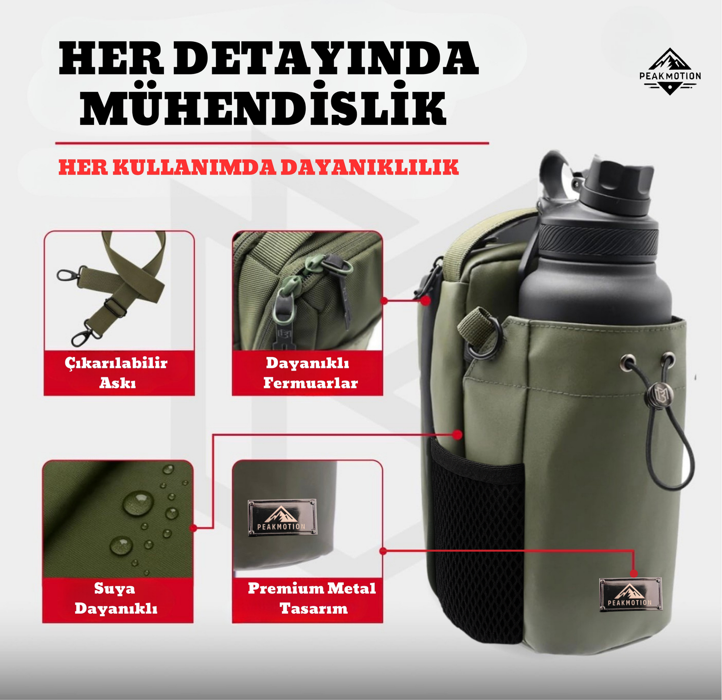 PeakMotion Manyetik Spor Çanta ( Haki )